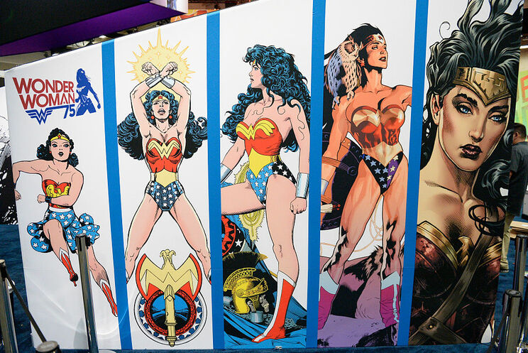 Comic-Con International 2016で展示されたワンダーウーマンの絵（Matt Cowan / Getty Images）