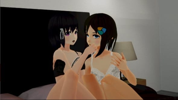 バーチャル風俗嬢・Karin（左）とバーチャル美少女ねむ（右）の実際の配信の様子