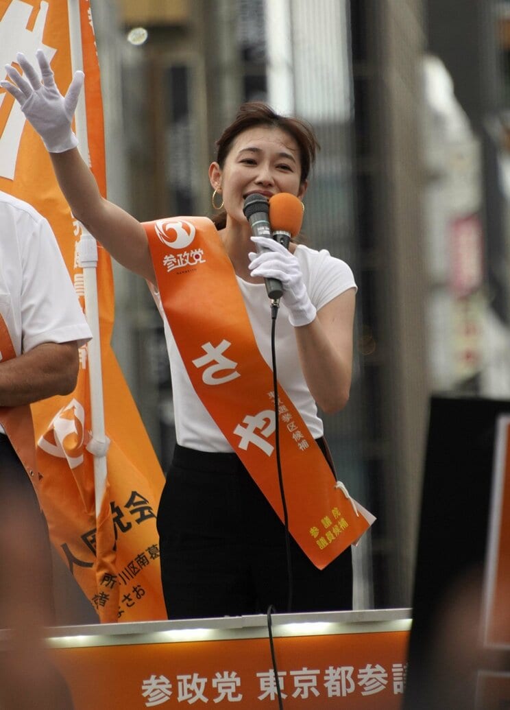 7月19日、街頭演説するさや氏（撮影／集英社オンライン）